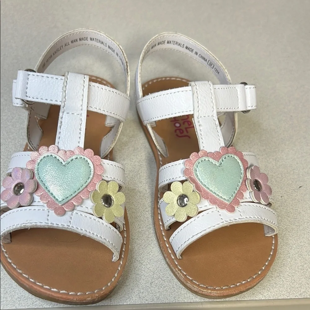 Rachel Shoes Floral White and Pink Kids Sandals